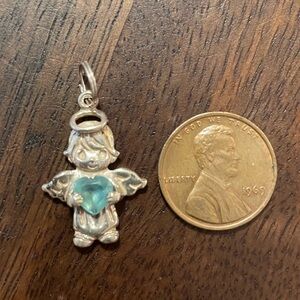 Sterling Silver March Birthstone Vintage Precious Moments Pendant